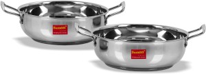 Sumeet Stainless Steel Induction Bottom (Encapsulated Bottom) Induction & Gas Stove Friendly Kadhai Set of 2 Size No. 12 (1.9 Ltr) & Size No. 13 (2.3 Ltr) Kadhai 2.3 L