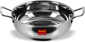 Sumeet Stainless Steel Induction Bottom (Encapsulated Bottom) Induction & Gas Stove Friendly Kadhai Size No.12 Kadhai 1.9 L
