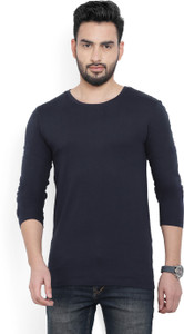 Billion PerfectFit Solid Men Round Neck Dark Blue T-Shirt