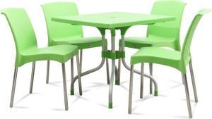 supreme supreme metal 4 seater dining set(finish color - green)