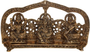 dreamkraft metal gold plated lakshmi saraswati ganesh for puja and festive decoration decorative showpiece  -  25 cm(aluminium, gold)