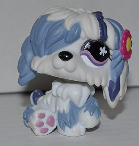 Littlest Pet Shop Sheepdog 921 One Eye Uncovered White Pink