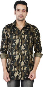 U TURN Men Military Camouflage Casual Multicolor Shirt