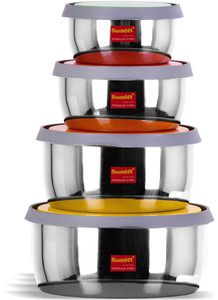 Sumeet Stainless Steel Food Storage Airtight & Leak Proof Containers Set 400ML to 1 Ltr, set of 4pc - 1000 ml Steel Utility Box