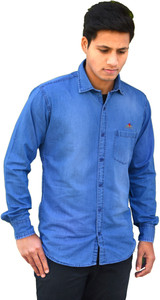 Clothonics Men Solid Casual Blue Shirt