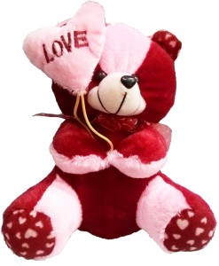 Atorakushon HEART BALLOON TEDDY SOFT TEDDY BEAR LOVE VALENTINE COUPLE BIRTHDAY GIFT  - 15 cm