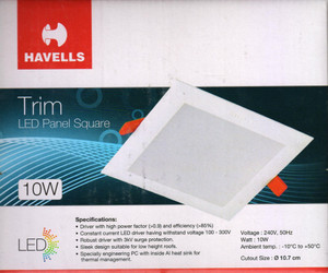 Havells Trim 10w Square White Led Ceiling Panel Pack Of 01