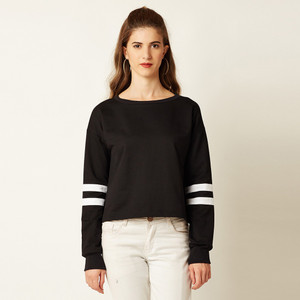 Miss Chase Casual Full Sleeve Solid Women's Black Top