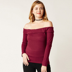 Miss Chase Casual Full Sleeve Solid Women's Maroon Top