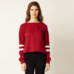 Miss Chase Casual Full Sleeve Solid Women's Maroon, White Top