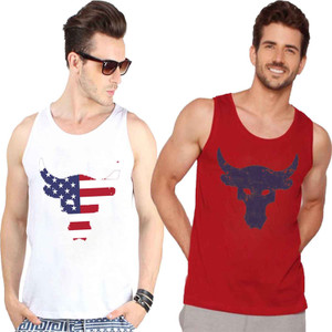 Veirdo Printed Men's Round Neck White, Red T-Shirt