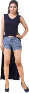 Skizo Casual Sleeveless Solid Women's Blue Top