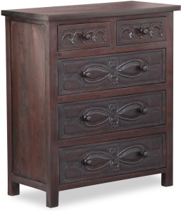 furnspace hickory chest of drawers solid wood free standing chest of drawers(finish color - mango brown dark)