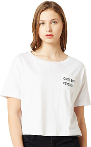 Miss Chase Casual Short Sleeve Embroidered Women's White Top