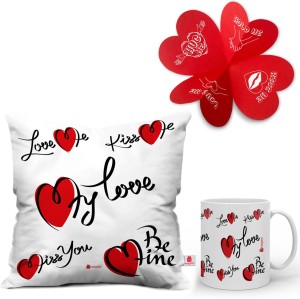 indigifts cushion, greeting card, mug gift set