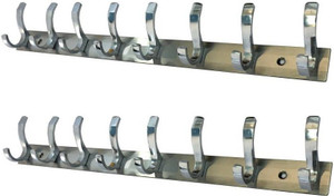 Smart Shophar Pack of 2 Stainless Steel Premium Fescue Dual Edge 8 pin Cloth Hanger Bathroom Wall Door Hooks For Hanging keys,Clothes 8 - Pronged Hook Rail