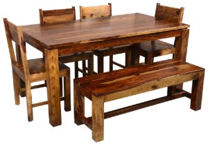 saffron art solid wood 6 seater dining set(finish color - walnut)