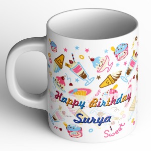 abaronee surya happy birthday b002 ceramic mug(350 ml)
