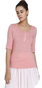 Vero Moda Casual Half Sleeve Solid Women's Pink Top