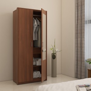 spacewood engineered wood 2 door wardrobe(finish color - walnut rigato, mirror included)