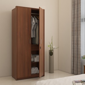 spacewood engineered wood 2 door wardrobe(finish color - walnut rigato)