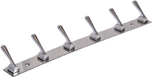 Smart Shophar PACK OF 1 Capsule DELUXE 6 Pin Bathroom Cloth Hanger Robe Wall Hooks Rail For Hanging Keys,Clothes,Towel Steel Hook 6 - Pronged Hook Rail