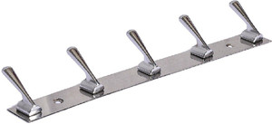 Smart Shophar PACK OF 1 Capsule DELUXE 5 Pin Bathroom Cloth Hanger Robe Wall Hooks Rail For Hanging Keys,Clothes,Towel Steel Hook 5 - Pronged Hook Rail