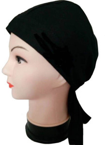 BOLAX Solid Self Design Biker Bandanna Black Cotton Cap Cap