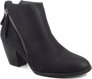 ripley twist series leatherette high ankle boots for women(black)
