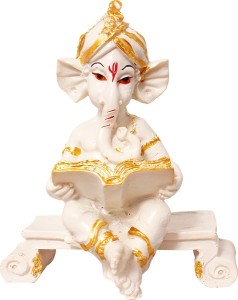 art n hub goddess maa laxmi & lord ganesha / ganpati idol- handicraft diwali decorative home & temple décor god figurine / antique statue gift item decorative showpiece  -  11 cm(ceramic, white)