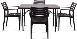 supreme brown plastic table & chair set(finish color - brown)