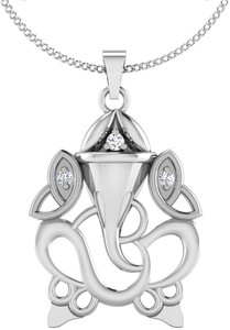 IskiUski Ekadanta Ganesh Gold Pendant 18kt Swarovski Crystal White Gold Locket