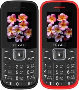 Peace FM1 Combo of Two Mobiles(Black & Red $$ Black)