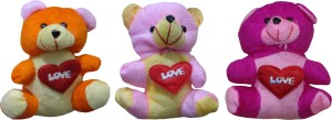 Atorakushon Pack of 3 Cute Heart Love with Teddy Bear Soft Stuffed Plush Toy Kid Children Infant love Valentine Birthday Gift  - 12 cm