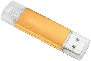 nexShop Ultra Dual Port On The Go USB Flash Drive 8 GB OTG Drive 8 GB OTG Drive(Gold, Type A to Micro USB)