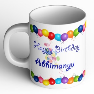 abaronee happy birthday abhimanyu b001 ceramic mug(350 ml)