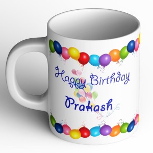 abaronee happy birthday prakash b001 ceramic mug(350 ml)