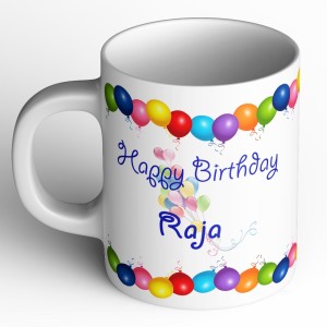 abaronee happy birthday raja b001 ceramic mug(350 ml)