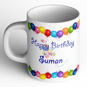 abaronee happy birthday suman b001 ceramic mug(350 ml)