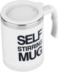 megashine Self Stirring Coffee Cup Smart Stainless Steels Copos Inox Tea Cup White Stainless Steel (390 ml) multicolor Stainless Steel Mug