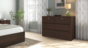 urban ladder barrie large engineered wood free standing chest of drawers(finish color - dark walnut)