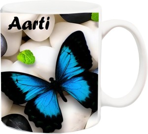stylotrendz special gift for girl,wife,gf,sister,mom- aarti beautiful butterfly hd name theme coffee ceramic mug(325 ml)