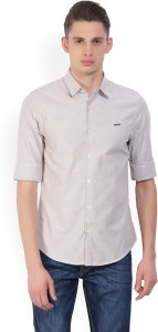 Peter England University Men's Solid Casual Spread Shirt