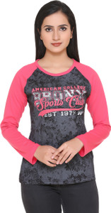 69GAL Printed Women Round Neck Multicolor T-Shirt
