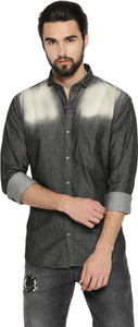 Campus Sutra Men Solid Casual Denim Black Shirt