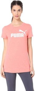 puma casual half sleeve printed women pink top