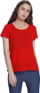 Vero Moda Casual Half Sleeve Solid Women Red Top