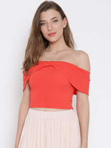 Veni Vidi Vici Casual Cape Sleeve Solid, Stylised Women's Orange Top