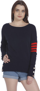Vero Moda Casual Full Sleeve Solid Women Dark Blue Top