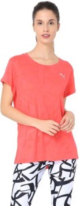 puma casual regular sleeve printed women pink top